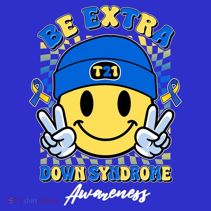 Retro Be Extra Down Syndrome Awareness Smiley Emoji Pom Pom 12in Knit Beanie
