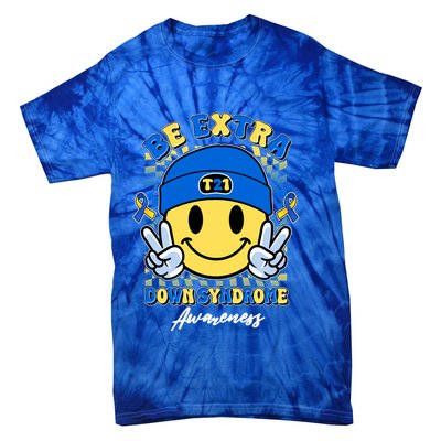 Retro Be Extra Down Syndrome Awareness Smiley Emoji Tie-Dye T-Shirt