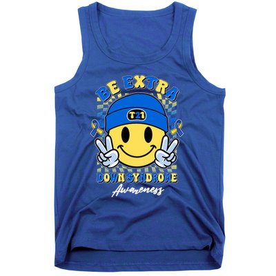 Retro Be Extra Down Syndrome Awareness Smiley Emoji Tank Top