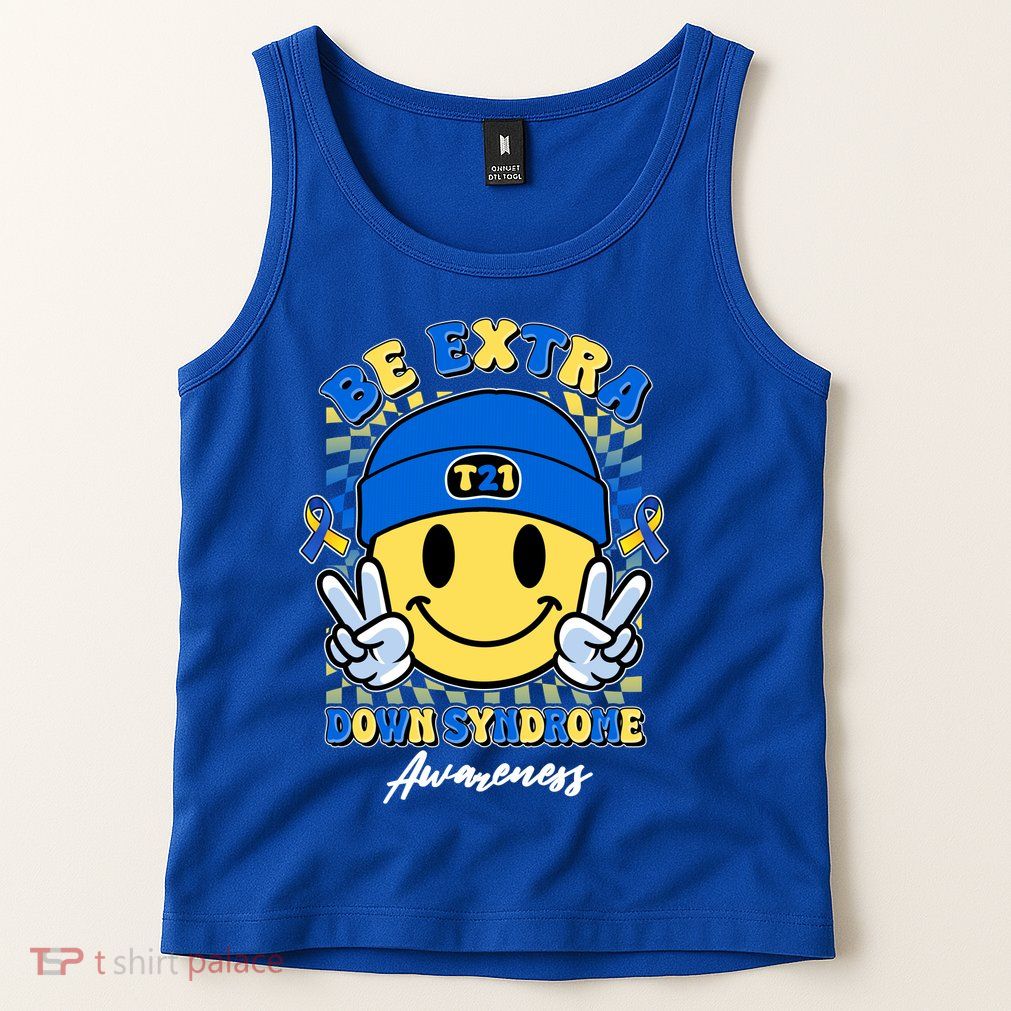 Retro Be Extra Down Syndrome Awareness Smiley Emoji Tank Top