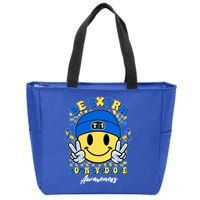Retro Be Extra Down Syndrome Awareness Smiley Emoji Zip Tote Bag