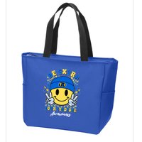 Retro Be Extra Down Syndrome Awareness Smiley Emoji Zip Tote Bag