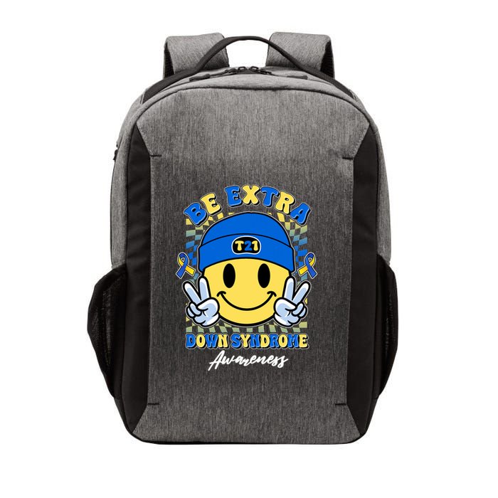 Retro Be Extra Down Syndrome Awareness Smiley Emoji Vector Backpack