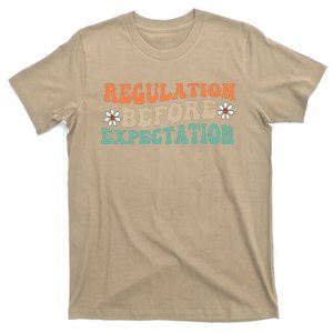 Regulation Before Expectation Retro Neurodiversity Therapist T-Shirt