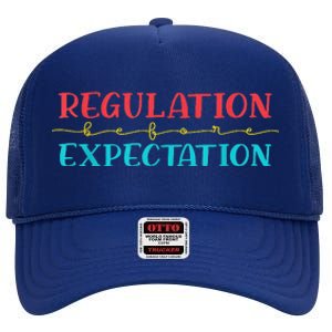 Regulation Before Expectation Autistic High Crown Mesh Back Trucker Hat