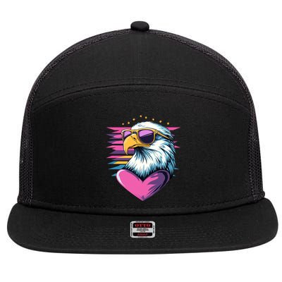 Retro Bald Eagle Valentines Day Funny Gift 7 Panel Mesh Trucker Snapback Hat