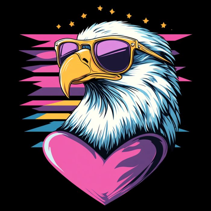 Retro Bald Eagle Valentines Day Funny Gift Bucket Hat