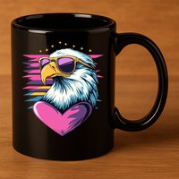 Retro Bald Eagle Valentines Day Funny Gift 11oz C Handle Ceramic Mug