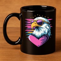 Retro Bald Eagle Valentines Day Funny Gift 11oz C Handle Ceramic Mug