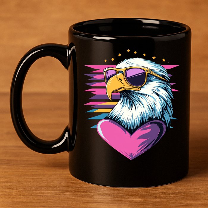 Retro Bald Eagle Valentines Day Funny Gift 11oz C Handle Ceramic Mug