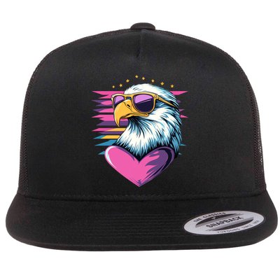 Retro Bald Eagle Valentines Day Funny Gift Flat Bill Trucker Hat
