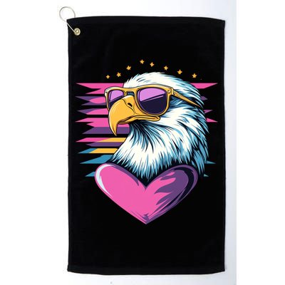 Retro Bald Eagle Valentines Day Funny Gift Golf Towel