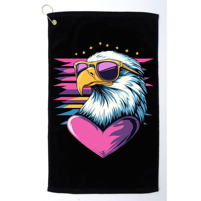 Retro Bald Eagle Valentines Day Funny Gift Golf Towel