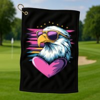 Retro Bald Eagle Valentines Day Funny Gift Golf Towel