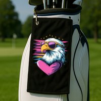 Retro Bald Eagle Valentines Day Funny Gift Golf Towel