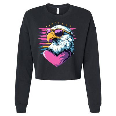 Retro Bald Eagle Valentines Day Funny Gift Cropped Pullover Crew