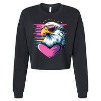 Retro Bald Eagle Valentines Day Funny Gift Cropped Pullover Crew