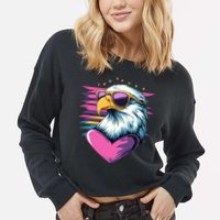 Retro Bald Eagle Valentines Day Funny Gift Cropped Pullover Crew