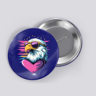 Retro Bald Eagle Valentines Day Funny Gift Button
