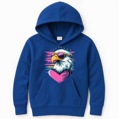 Retro Bald Eagle Valentines Day Funny Gift Kids Hoodie