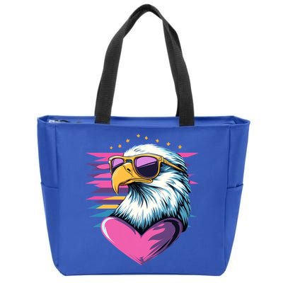 Retro Bald Eagle Valentines Day Funny Gift Zip Tote Bag