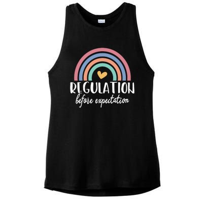 Regulation Before Expectation Autism Awareness Special Education Teacher Ladies PosiCharge Tri-Blend Wicking Tank