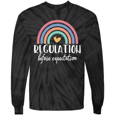 Regulation Before Expectation Autism Awareness Special Education Teacher Tie-Dye Long Sleeve Shirt