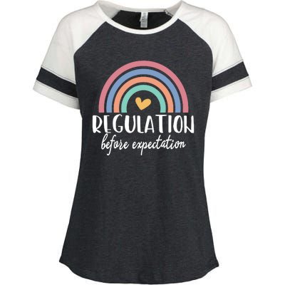 Regulation Before Expectation Autism Awareness Special Education Teacher Enza Ladies Jersey Colorblock Tee