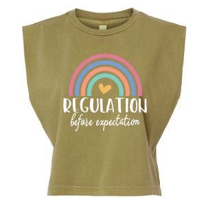 Regulation Before Expectation Autism Awareness Special Education Teacher Garment-Dyed Women's Muscle Tee