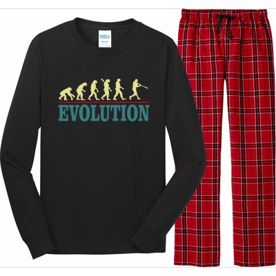 Retro Baseball Evolution For Baseball Players Gift Long Sleeve Pajama Set