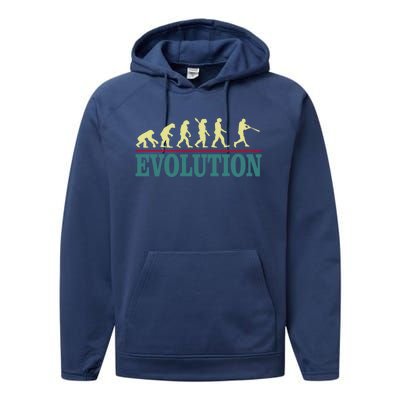 Retro Baseball Evolution For Baseball Players Gift Performance Fleece Hoodie