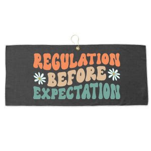 Regulation Before Expectation Retro Neurodiversity Therapist Large Microfiber Waffle Golf Towel