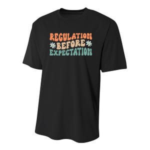 Regulation Before Expectation Retro Neurodiversity Therapist Youth Performance Sprint T-Shirt