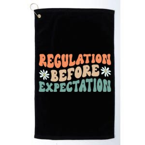 Regulation Before Expectation Retro Neurodiversity Therapist Platinum Collection Golf Towel