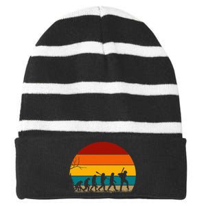 Retro Baseball Evolution For Baseball Lovers Striped Beanie with Solid Band