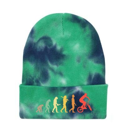 Retro Bmx Evolution Gift For Bmx Riders Tie Dye 12in Knit Beanie