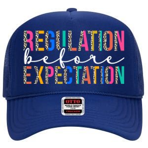 Regulation Before Expectation Autism Awareness Acceptance Gift High Crown Mesh Back Trucker Hat