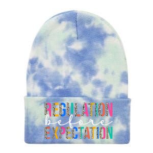 Regulation Before Expectation Autism Awareness Acceptance Gift Tie Dye 12in Knit Beanie