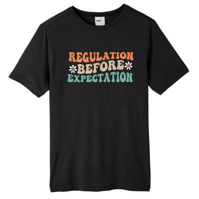 Regulation Before Expectation Retro Neurodiversity Therapist Funny Gift Tall Fusion ChromaSoft Performance T-Shirt