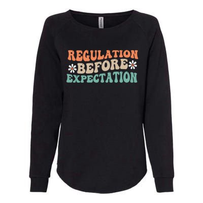 Regulation Before Expectation Retro Neurodiversity Therapist Funny Gift Womens California Wash Sweatshirt