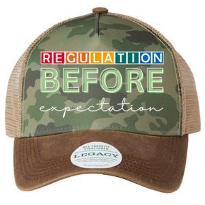 Regulation Before Expectation Autism Awareness Quote Legacy Tie Dye Trucker Hat