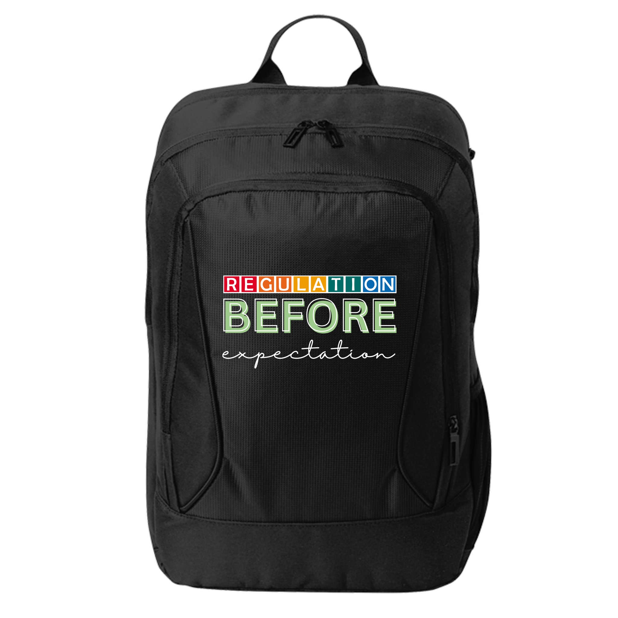 Regulation Before Expectation Autism Awareness Quote City Backpack