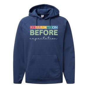 Regulation Before Expectation Autism Awareness Quote Performance Fleece Hoodie