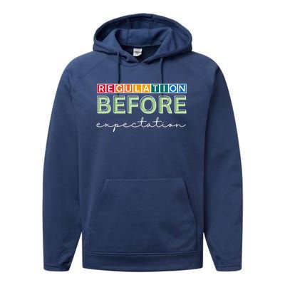 Regulation Before Expectation Autism Awareness Quote Performance Fleece Hoodie