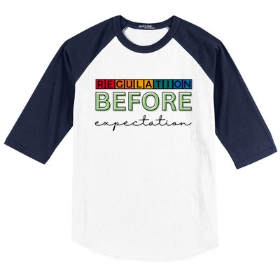 Regulation Before Expectation Autism Awareness Quote Baseball Sleeve Shirt