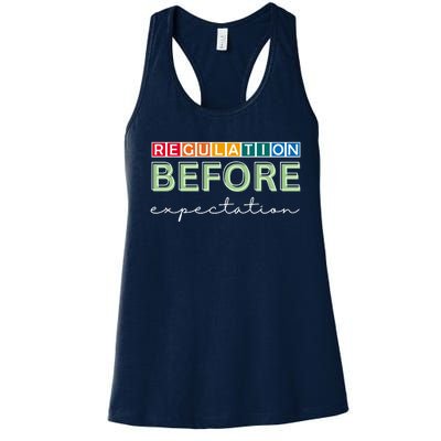 Regulation Before Expectation Autism Awareness Quote Women's Racerback Tank