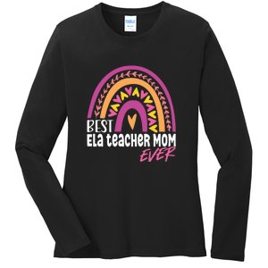 Rainbow Best ELA Teacher Mom Ever Mother's Day Gift Ladies Long Sleeve Shirt