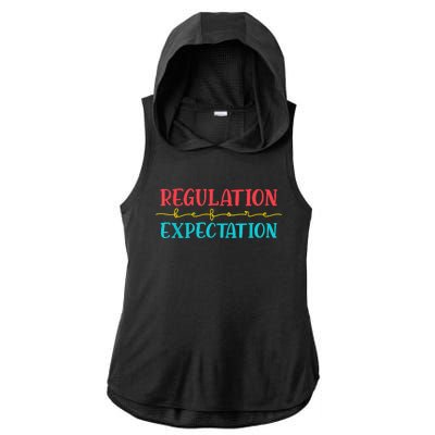 Regulation Before Expectation Autistic Autism Awareness Day Ladies PosiCharge Tri-Blend Wicking Draft Hoodie Tank