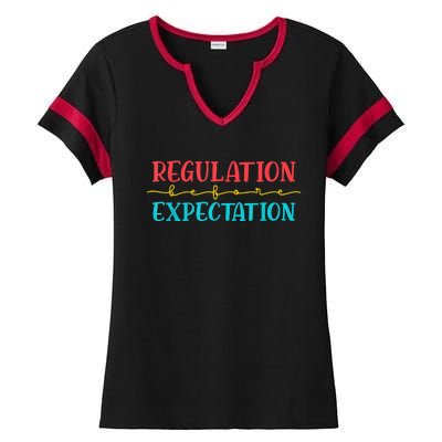 Regulation Before Expectation Autistic Autism Awareness Day Ladies Halftime Notch Neck Tee