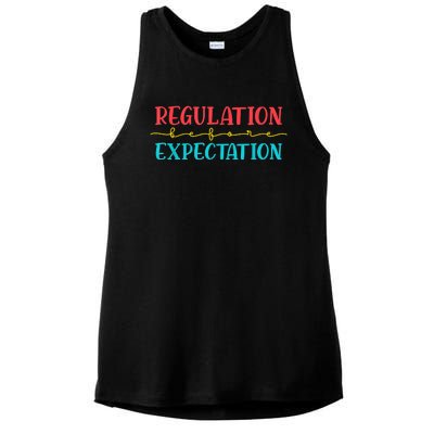 Regulation Before Expectation Autistic Autism Awareness Day Ladies PosiCharge Tri-Blend Wicking Tank